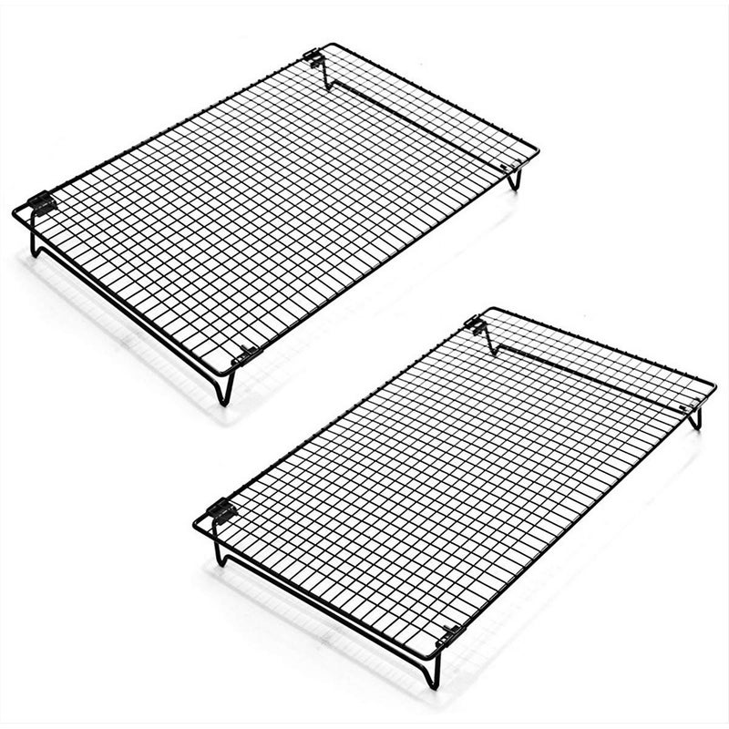 Kingrol 2-Piece Cooling Rack with Collapsible Folding Legs - for Cooking, Roasting, Drying, Grilling (Black) - Image 1